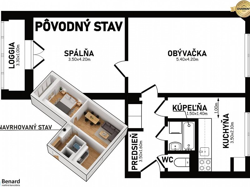 PREDANÉ: Na predaj 2-izb. byt s veľkým potenciálom