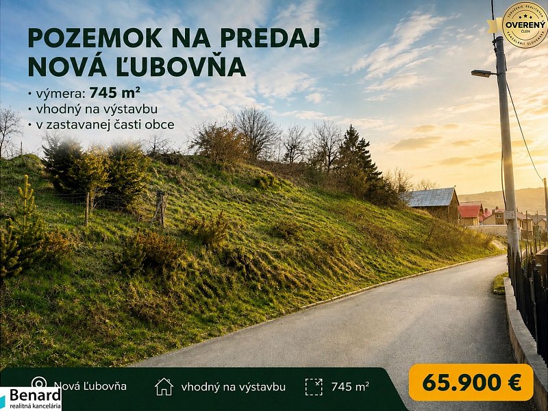 STAVEBNÝ POZEMOK NOVÁ ĽUBOVŇA - NA PREDAJ 