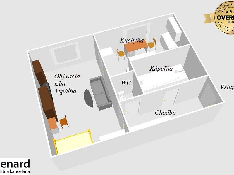 1 IZBOVÝ BYT NA PREDAJ, 40 m2, PREŠOV- KOTRÁDOVA UL.